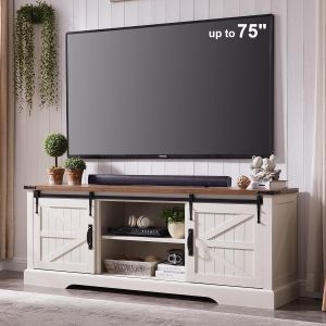 OKD Farmhouse TV Stand with Sliding Barn Door